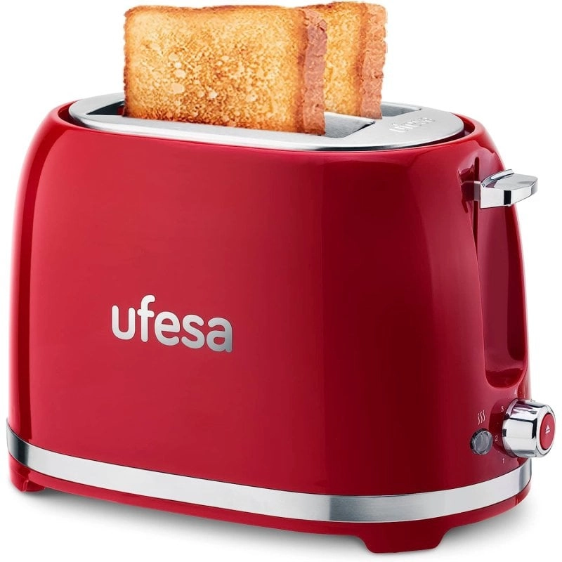 Ufesa Classic Pinup Retro-Toaster, 7 Röststufen, 850 W, rot