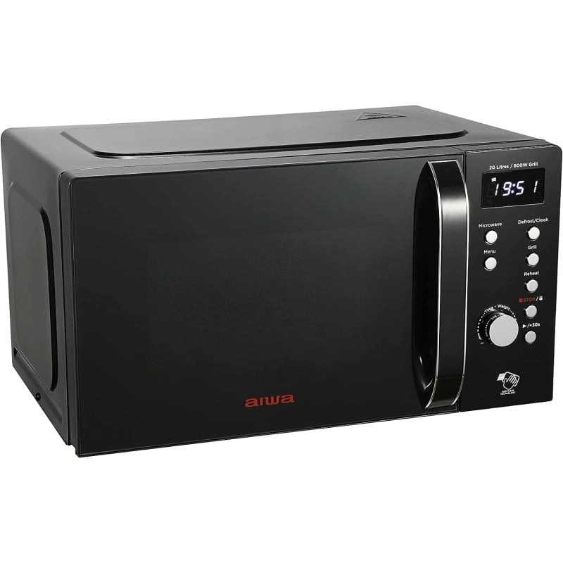 Aiwa AMW-202DG/BK Digitale Mikrowelle mit Grill, 20 l, 700 W, Schwarz