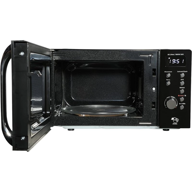 Aiwa AMW-202DG/BK Digitale Mikrowelle mit Grill, 20 l, 700 W, Schwarz
