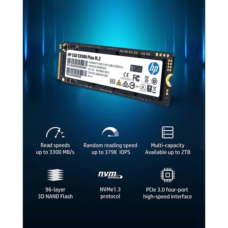 HP EX900 Plus 500 GB SSD M.2 PCIe Gen 3x4 NVMe