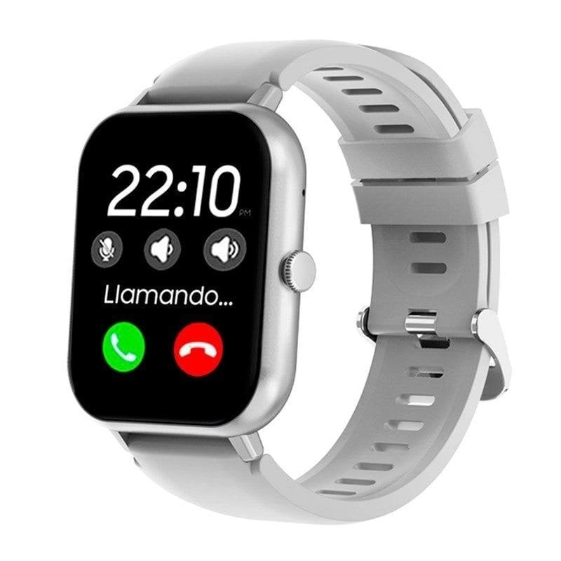 Cool Forest Bluetooth 42mm 1.83" Touchscreen Silber Silikon IP67 SpO2 Herzfrequenzmesser
