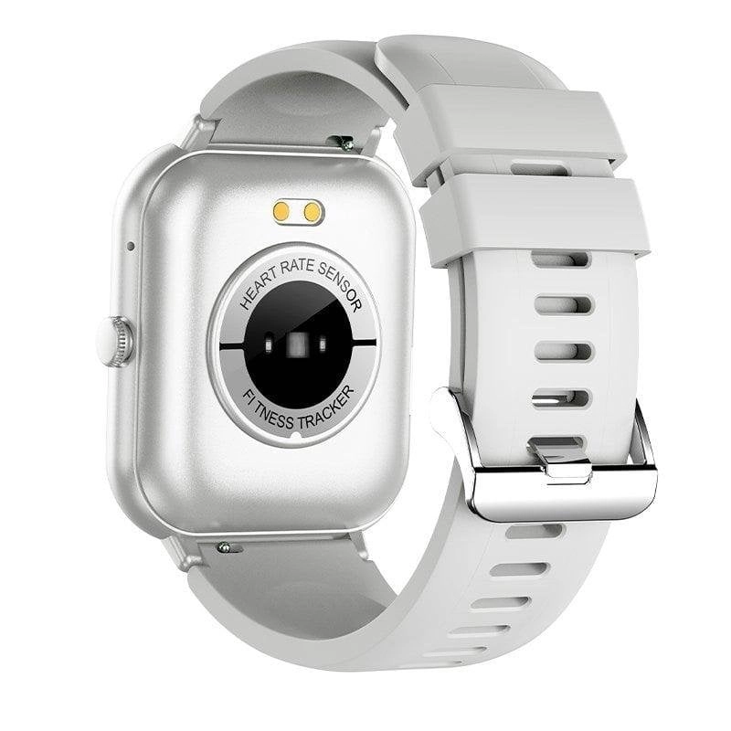 Cool Forest Bluetooth 42mm 1.83" Touchscreen Silber Silikon IP67 SpO2 Herzfrequenzmesser