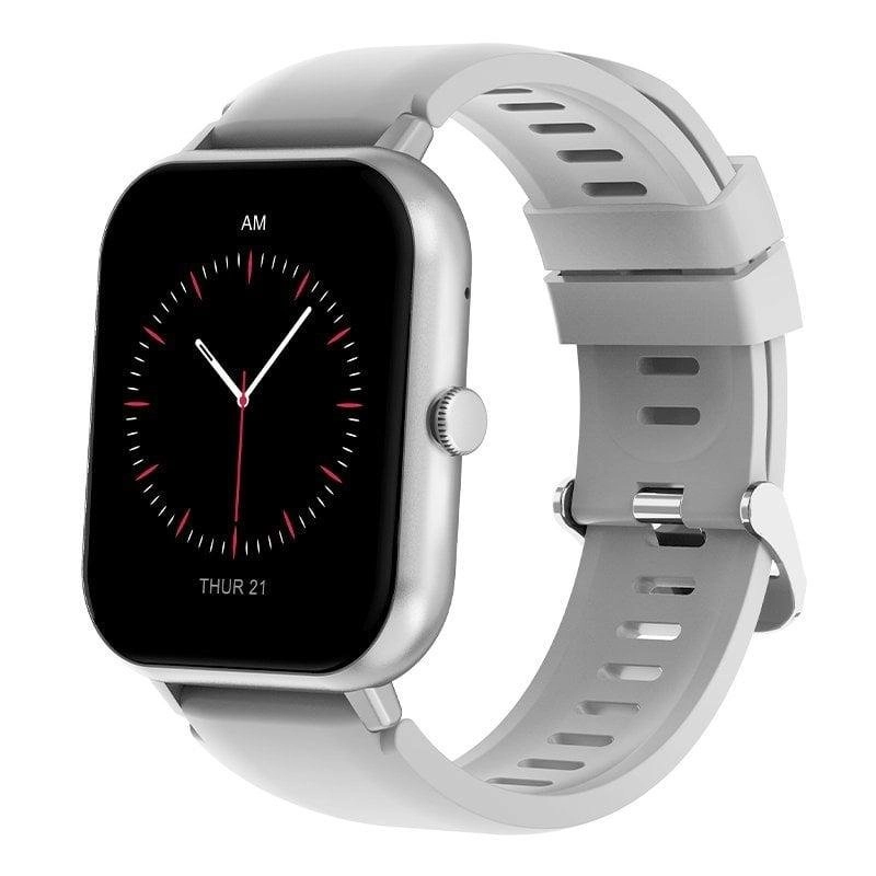 Cool Forest Bluetooth 42mm 1.83" Touchscreen Silber Silikon IP67 SpO2 Herzfrequenzmesser