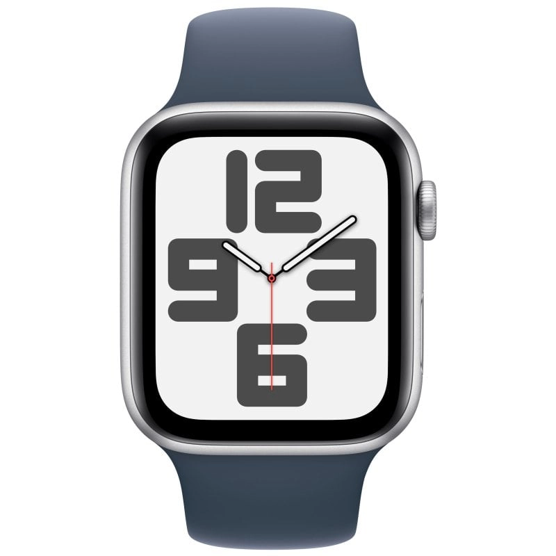 Apple Watch SE GPS + Cellular 44 mm Silber Aluminium mit Tempest Blue Sportarmband M/L