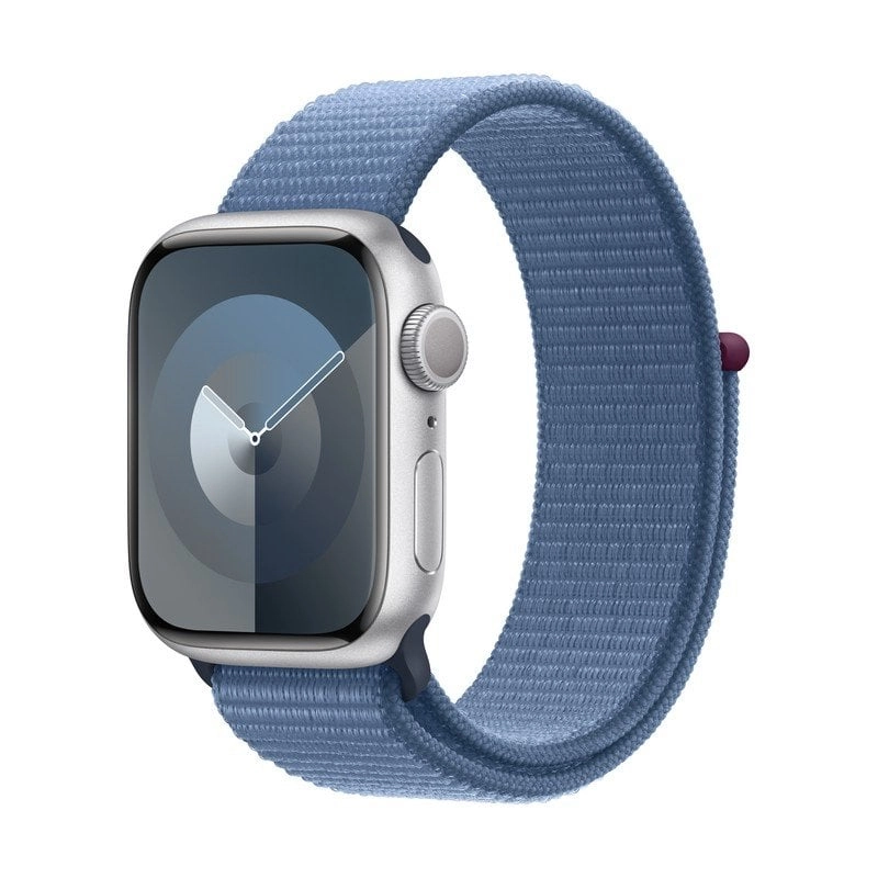 Apple Watch Series 9 GPS 41 mm Silbernes Aluminiumgehäuse mit Winterblauem Sportarmband