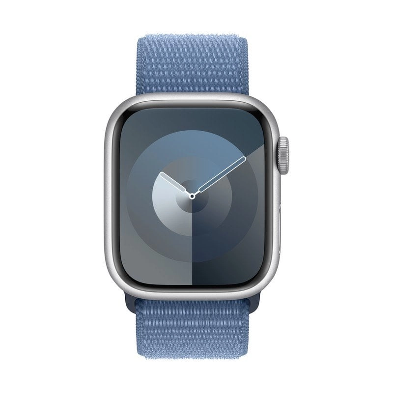 Apple Watch Series 9 GPS 41 mm Silbernes Aluminiumgehäuse mit Winterblauem Sportarmband