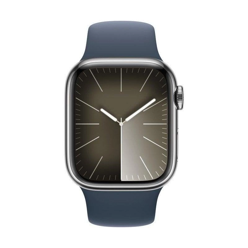 Apple Watch Series 9 GPS + Cellular 41mm Retina OLED Silber Blauer Sportarmband S/M IP6X SpO2 EKG