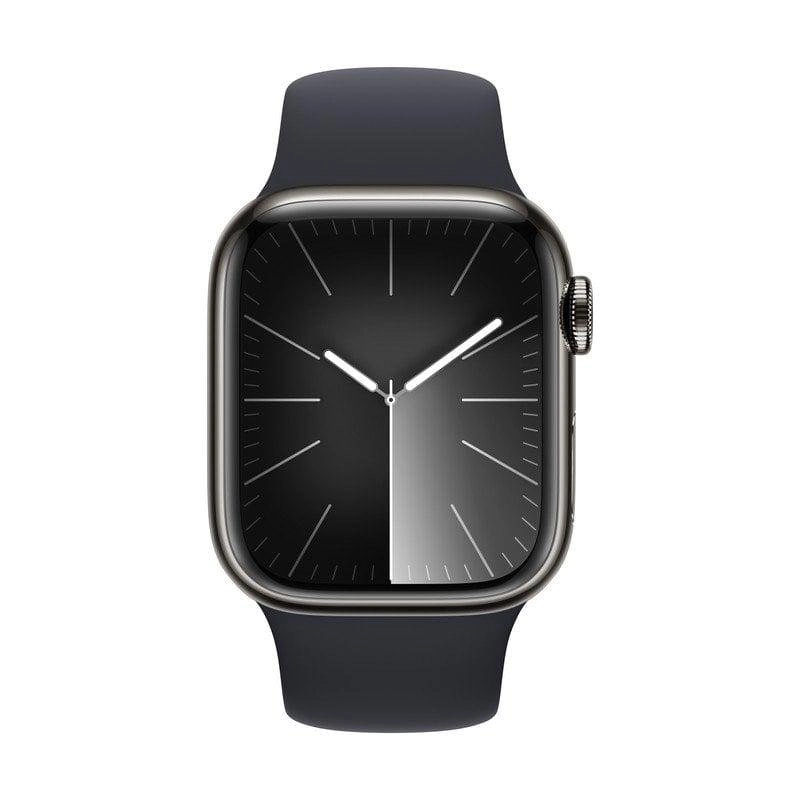 Apple Watch Series 9 GPS + Cellular 41mm Retina OLED Edelstahl Graphit Sportband Mitternacht S/M SpO2 Pulsmesser Schlafmonitor SOS