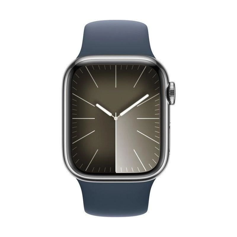 Apple Watch Series 9 GPS + Cellular 45mm Retina OLED Silber Blau M/L Wasserdicht SpO2 Herzfrequenz Schlafmonitor NFC