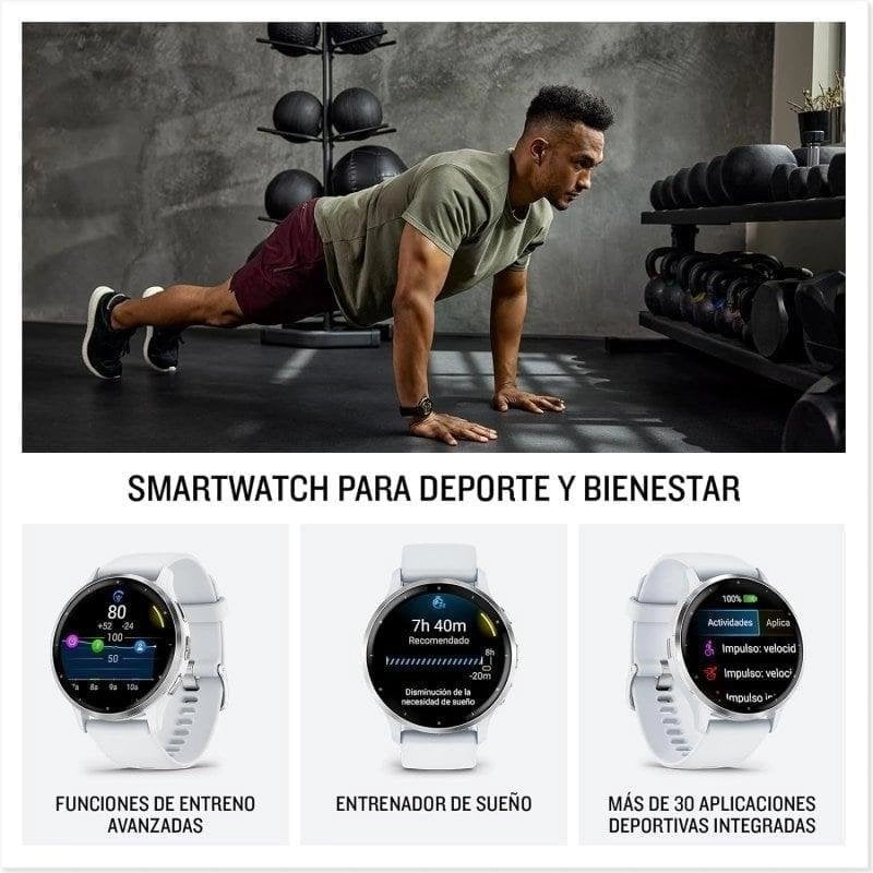 Garmin Venu 3 Bluetooth WiFi GPS NFC 45mm AMOLED Weiß Edelstahl Wasserdicht 5ATM SpO2