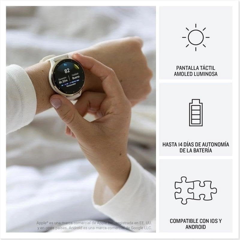 Garmin Venu 3 Bluetooth WiFi GPS NFC 45mm AMOLED Weiß Edelstahl Wasserdicht 5ATM SpO2