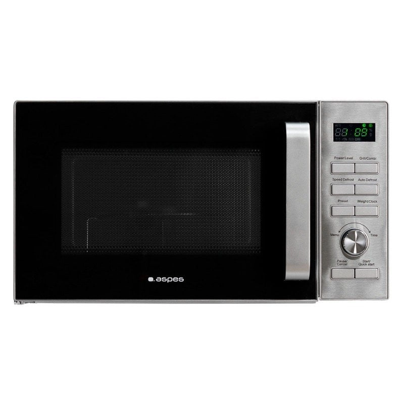 Aspes AMWC23900DGN Mikrowelle mit Keramikgrill, 23 l, 900 W, Schwarz