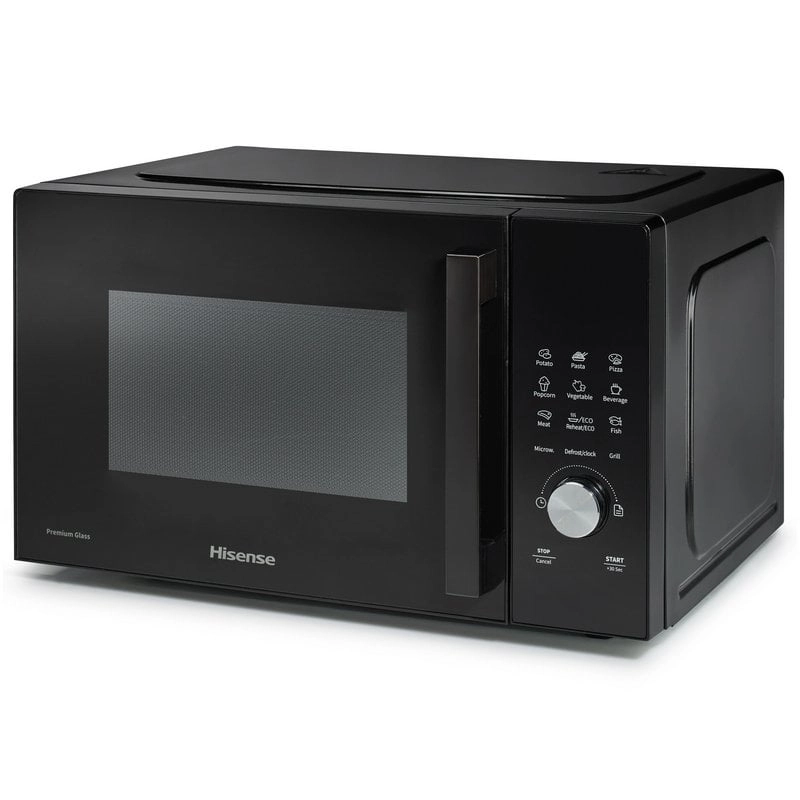 Hisense H23MOBSD1HG Mikrowelle mit Grill, 23 l, 800 W, Schwarz