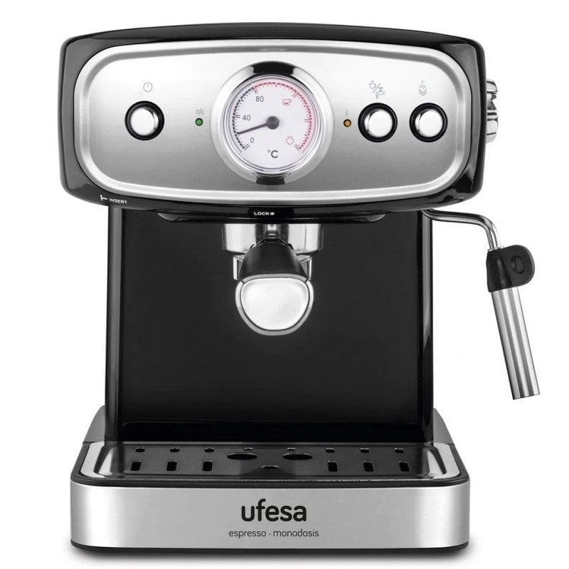 Ufesa Brescia CE7244 Espressomaschine, 20 Riegel, Schwarz/Edelstahl