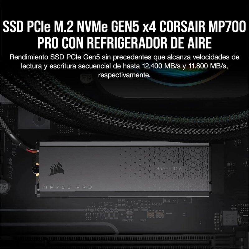 Corsair MP700 PRO 1 TB PCIe M.2 NVMe 2.0 Gen5 x4 SSD mit Luftkühler