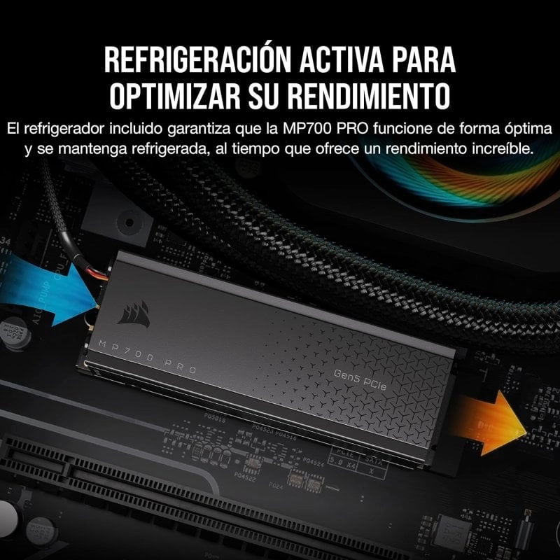 Corsair MP700 PRO 1 TB PCIe M.2 NVMe 2.0 Gen5 x4 SSD mit Luftkühler