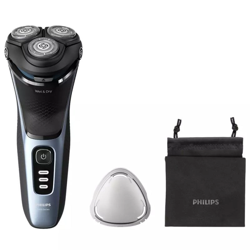 Philips S3243/12 Herrenrasierapparat Rotationstrasierer Trimmer Schwarz, Blau