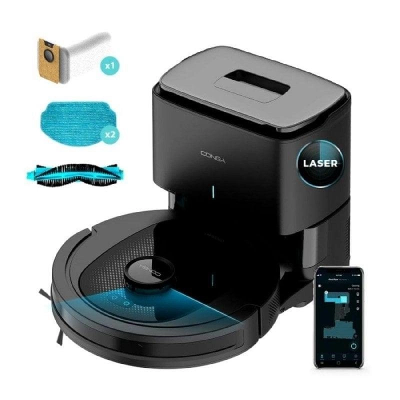 Saugroboter mit Wischfunktion Cecotec Conga 7490 Ultimate Home X-Treme Mit Absaugstation Navigationsklasse LiDAR 4.000 Pa Sprachsteuerung