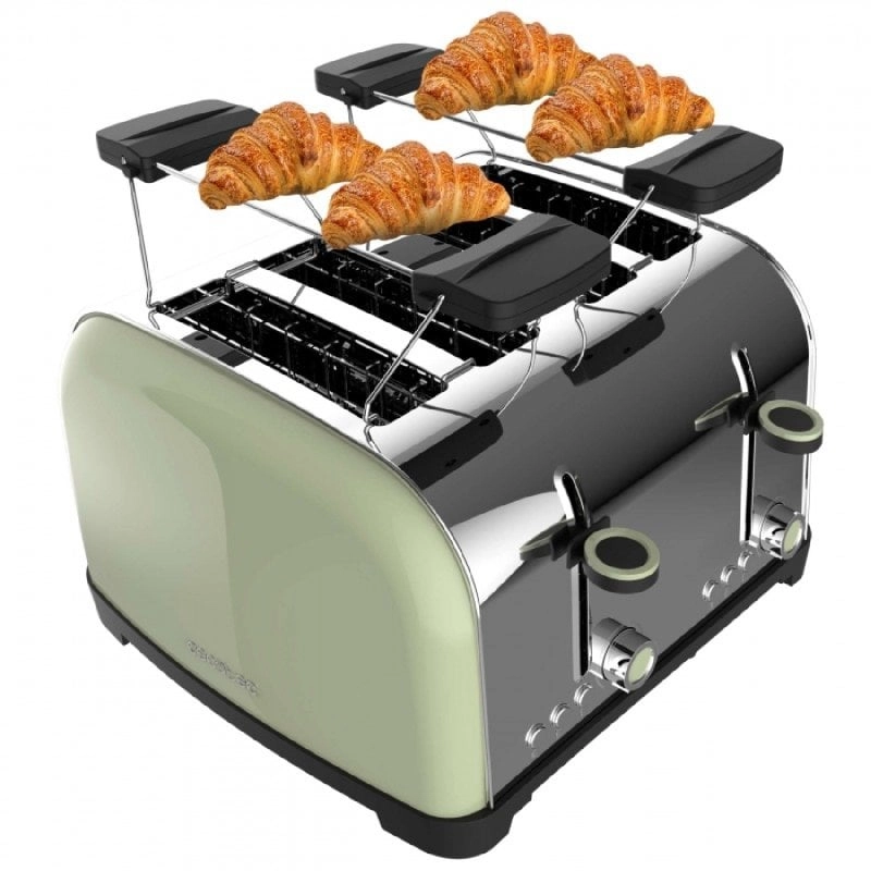 Cecotec Toastin' time 1700 Double Green 4 Kurzscheiben-Toaster und Brötchenhalter grün