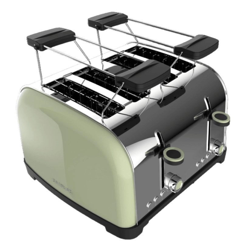 Cecotec Toastin' time 1700 Double Green 4 Kurzscheiben-Toaster und Brötchenhalter grün