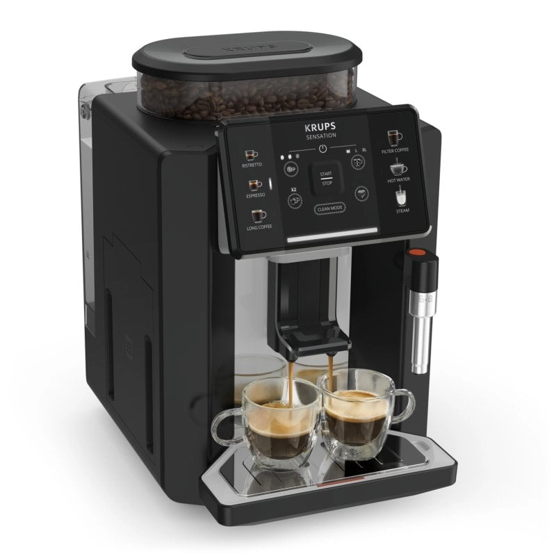 Krups Sensation C10 EA910A10 Kaffeevollautomat mit Mahlwerk, 15 Riegel, schwarz