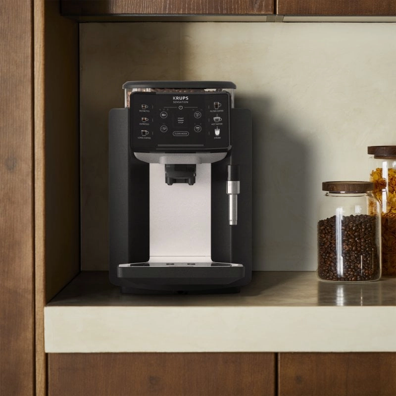 Krups Sensation C10 EA910A10 Kaffeevollautomat mit Mahlwerk, 15 Riegel, schwarz