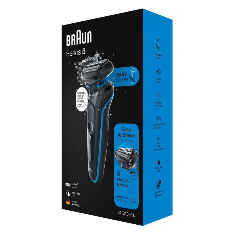 Braun 51-B1000s Folienschaber Schwarz, Blau