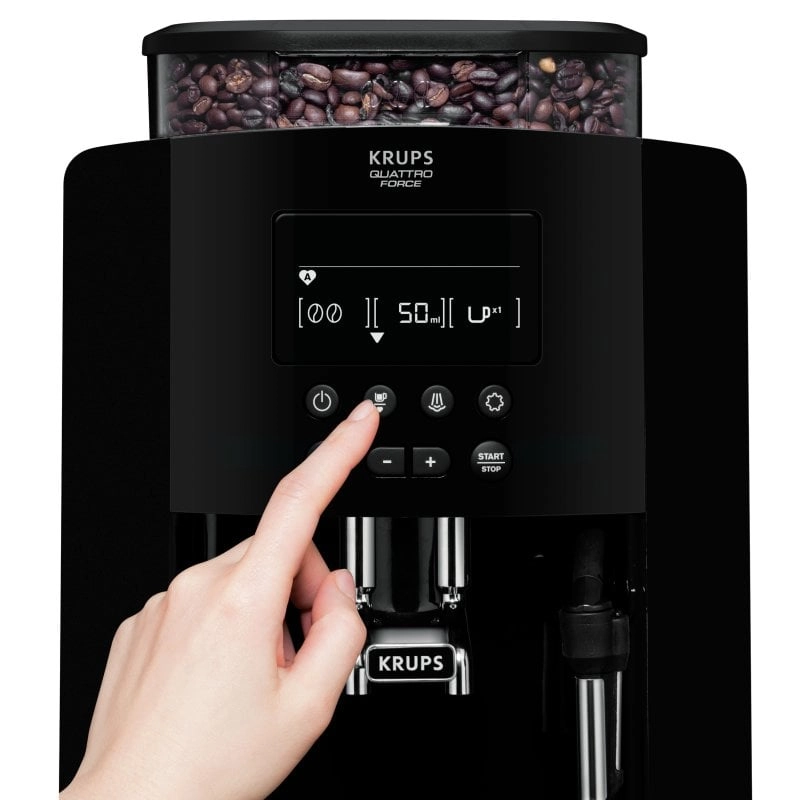 Krups Arabica EA8170 Superautomatische Kaffeemaschine mit Mahlwerk, 15 Riegel, Schwarz