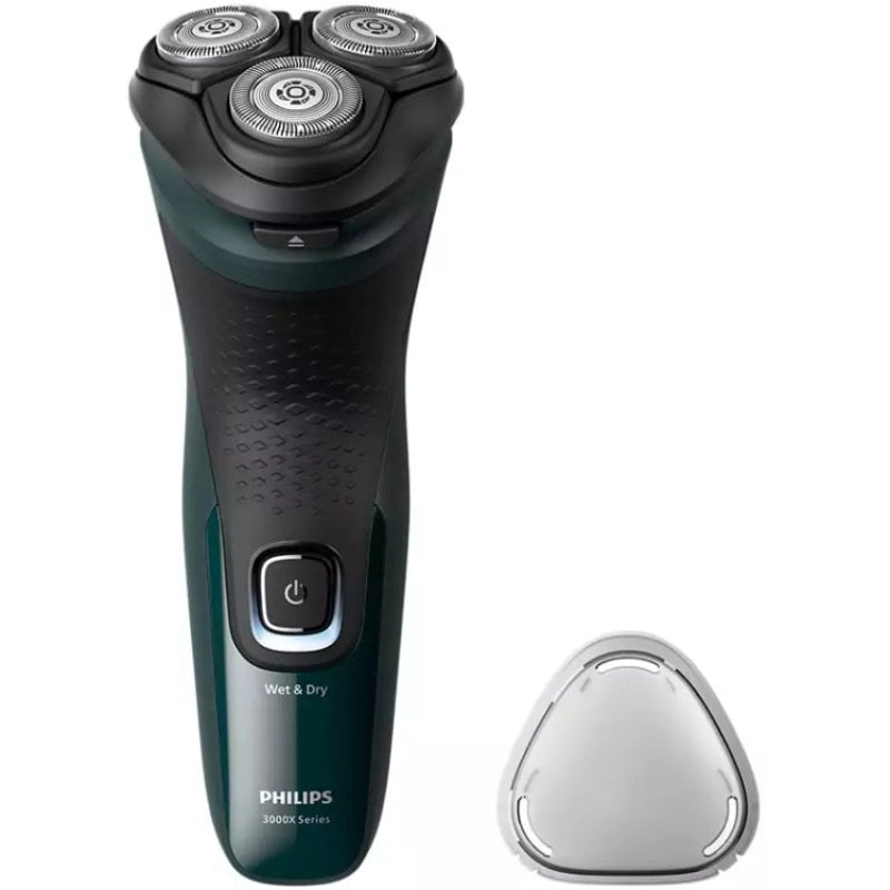 Philips X3002/00 Herrenrasierapparat Rotationstrasierer Trimmer Schwarz, Grün