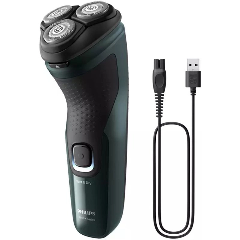 Philips X3002/00 Herrenrasierapparat Rotationstrasierer Trimmer Schwarz, Grün