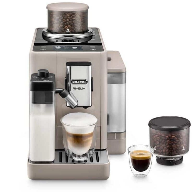 DeLonghi Rivelia Kaffeevollautomat mit Milchtank, 19 Bar, beige