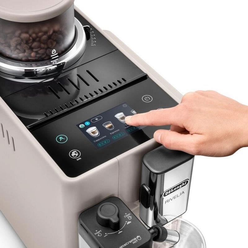 DeLonghi Rivelia Kaffeevollautomat mit Milchtank, 19 Bar, beige