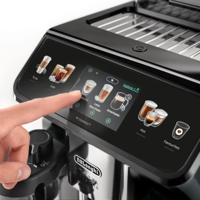 DeLonghi Eletta Explore ECAM450.65.G Superautomatische Kaffeemaschine mit Mahlwerk, 19 Riegel, Dunkelgrau