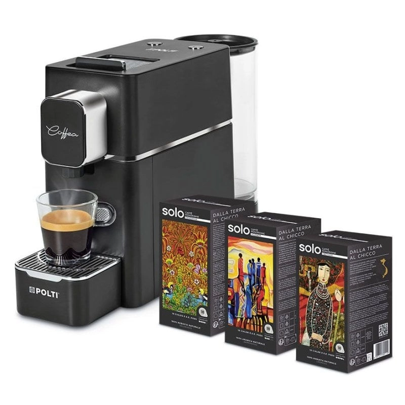 Polti Coffea S15B Kaffeemaschinenkapseln E.S.E. Schwarz + Probierset 54 Kapseln