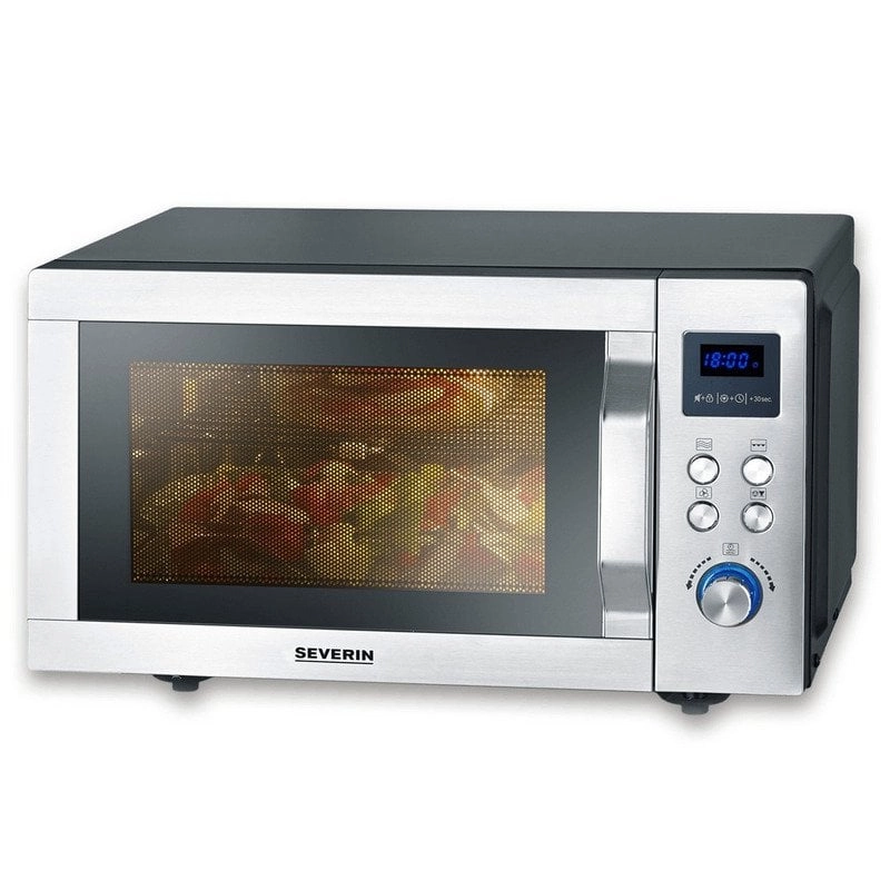 Severin MW 7777 Mikrowelle, 3-in-1-Grill und Konvektionsglasboden, 25 l, 900 W, Edelstahl