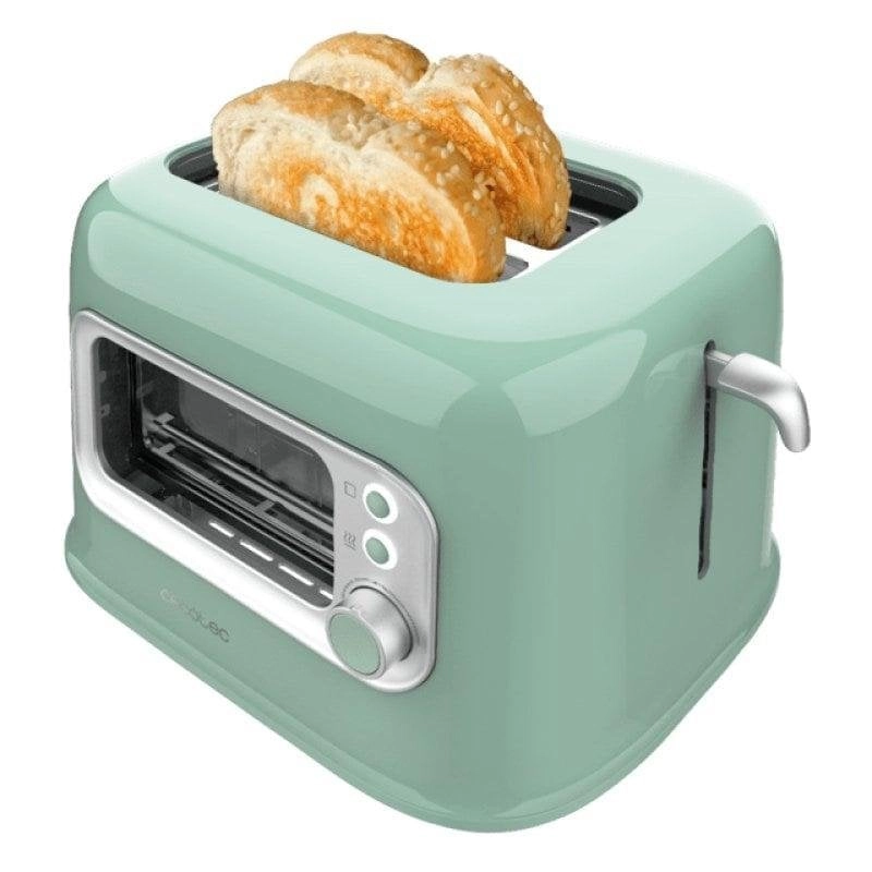 Toaster Cecotec RetroVision Green 700W 2 breite Schlitze Sichtfenster Retro-Design