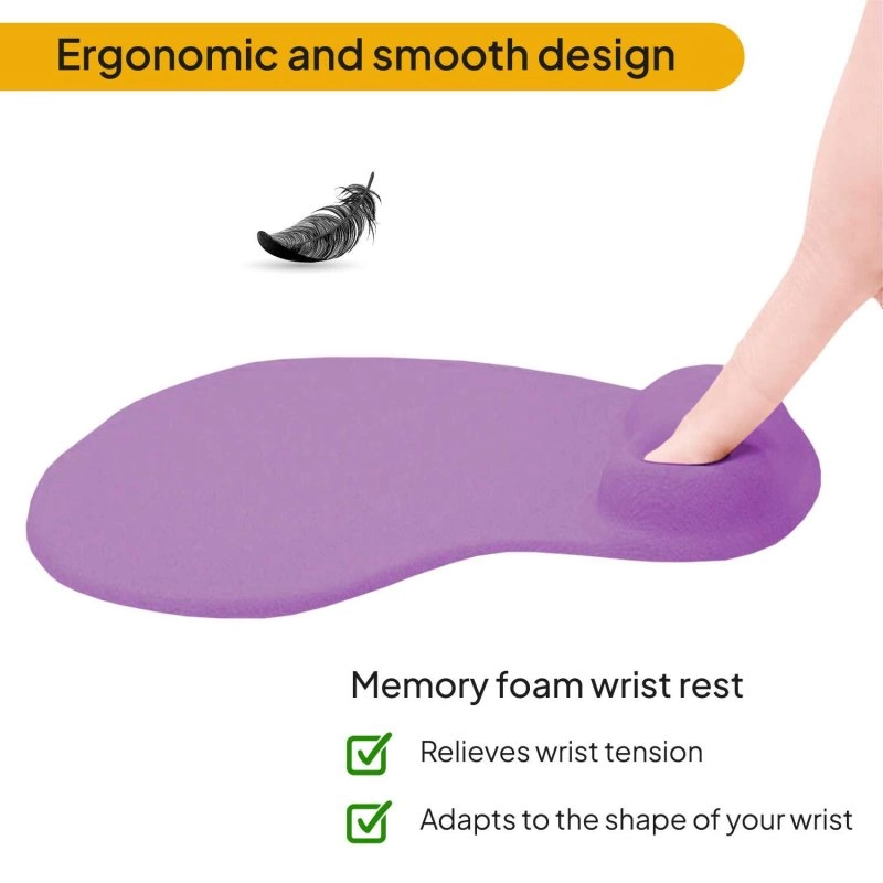 Ociodual Mauspad mit Gel-Handgelenkauflage, ergonomisch, Violett