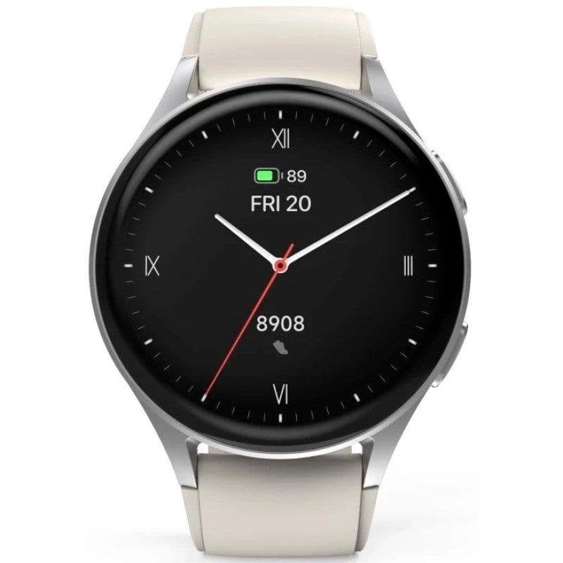 Hama 8900 Bluetooth GPS 42mm AMOLED Silber/Beige M IP68 SpO2 Herzfrequenz Schlafmonitor