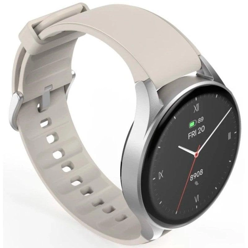 Hama 8900 Bluetooth GPS 42mm AMOLED Silber/Beige M IP68 SpO2 Herzfrequenz Schlafmonitor