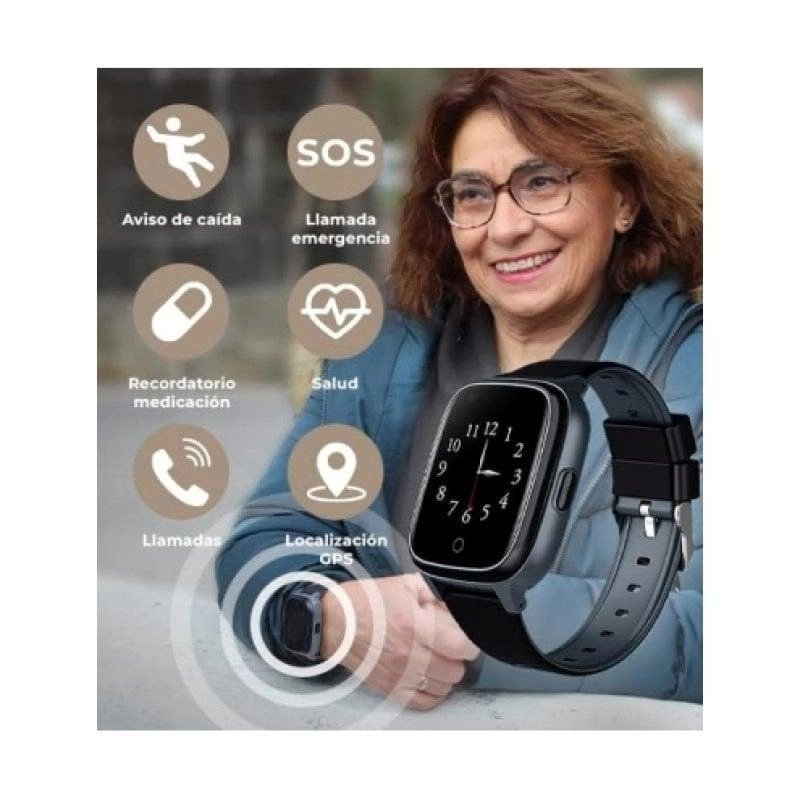 SaveFamily Senior 4G GPS 1.4" IPS Schwarz Einheitsgröße IP67 SpO2 Puls Herzfrequenz SOS