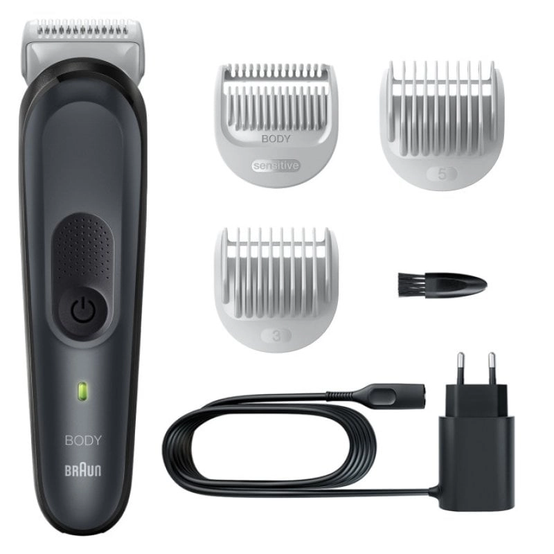 Braun BG3350 – kabelloser, wasserdichter Körperhaartrimmer mit 3 Köpfen, in Schwarz