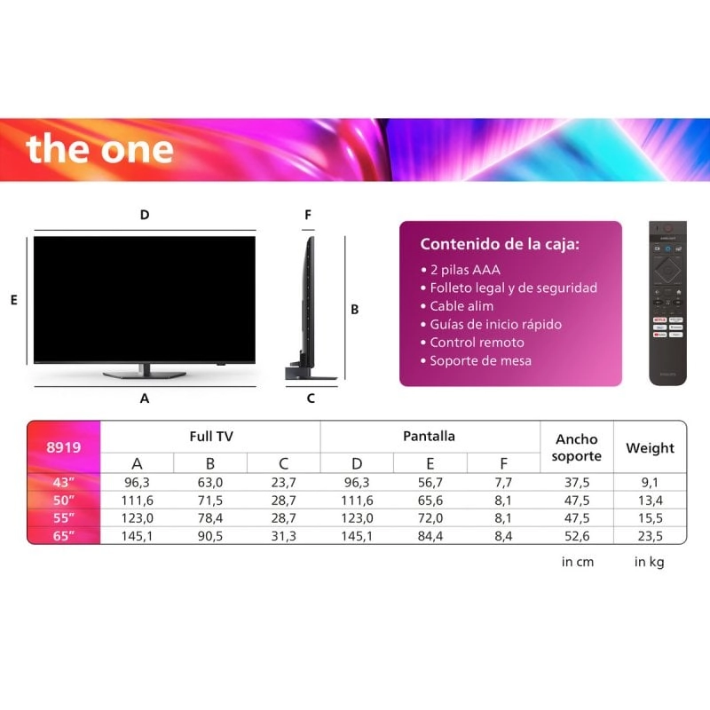 Philips The One 55PUS8919 55" LED UltraHD 4K Ambilight Fernseher 120Hz Dolby Vision und Atmos