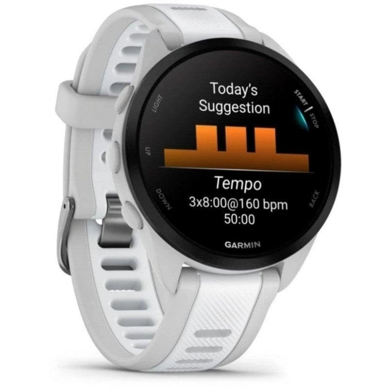Garmin Forerunner 165 Bluetooth GPS ANT+ 43mm AMOLED Grau Weiß 5ATM SpO2 Pulsmesser