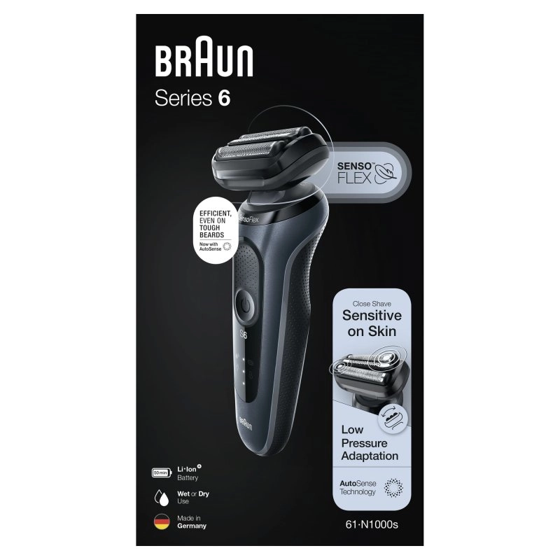 Braun 61-N1000s Series 6 Folienrasierer, schwarz/grau