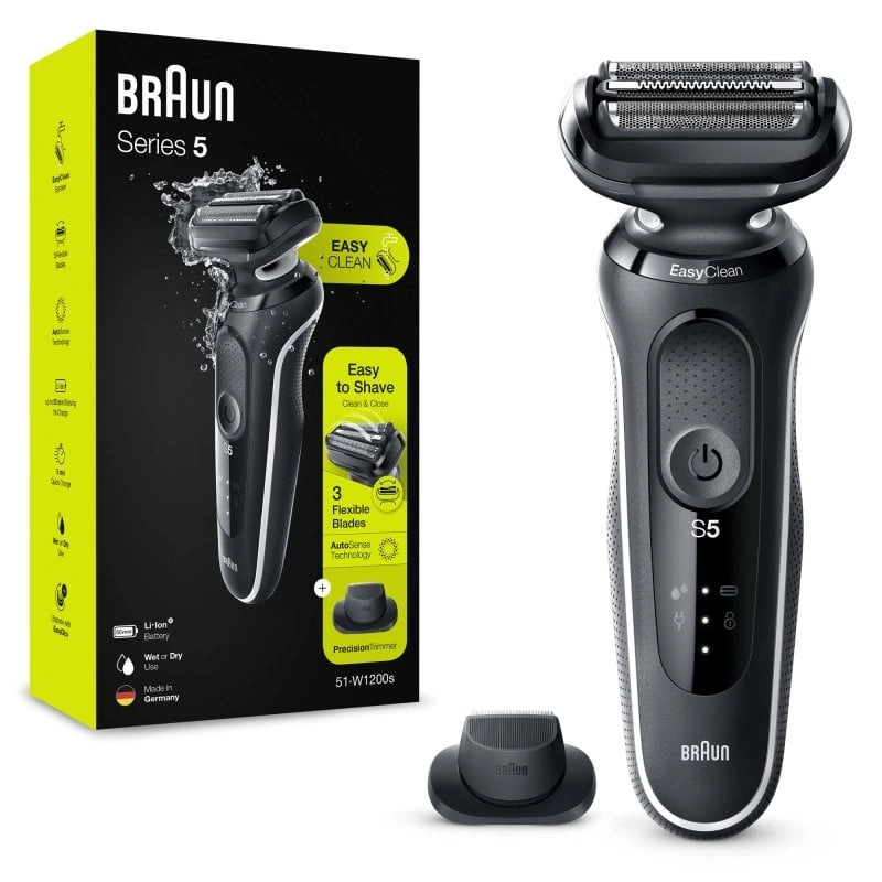 Braun Series 5 51-W1200S Folienrasierer und Trimmer Schwarz, Weiß