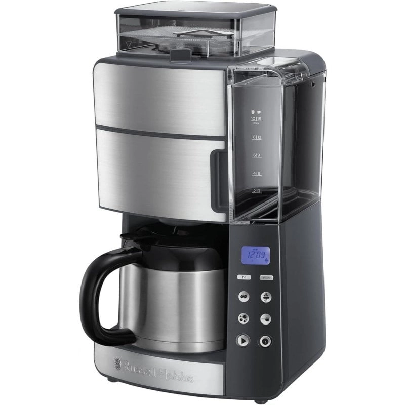 Russell Hobbs Grind and Brew Thermokaraffe, automatische Kombinationskaffeemaschine, 1 l, Edelstahl