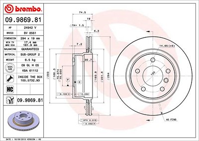 BREMBO Bremsscheibe 09.9869.81 Bremsscheiben,Scheibenbremsen BMW,Z4 Roadster (E85),Z4 Coupe (E86)