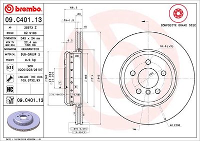 BREMBO Bremsscheibe 09.C401.13 Bremsscheiben,Scheibenbremsen BMW,3 Touring (F31),3 Limousine (F30, F80),3 GT (F34),4 Gran Coupe (F36)