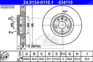 ATE Bremsscheibe 24.0134-0110.1 Bremsscheiben,Scheibenbremsen VW,AUDI,Touareg (CR7),A4 B9 Avant (8W5, 8WD),Q7 (4MB),A4 B9 Limousine (8W2, 8WC)