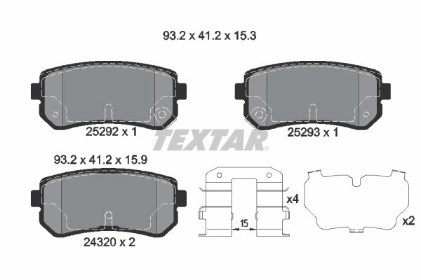 TEXTAR Bremsbelagsatz Q+ 2529201 Bremsbeläge,Bremsklötze HYUNDAI,KIA,ix35 (LM, EL, ELH),Tucson (TL, TLE),i30 (FD),TUCSON (JM),i30 CW (FD)